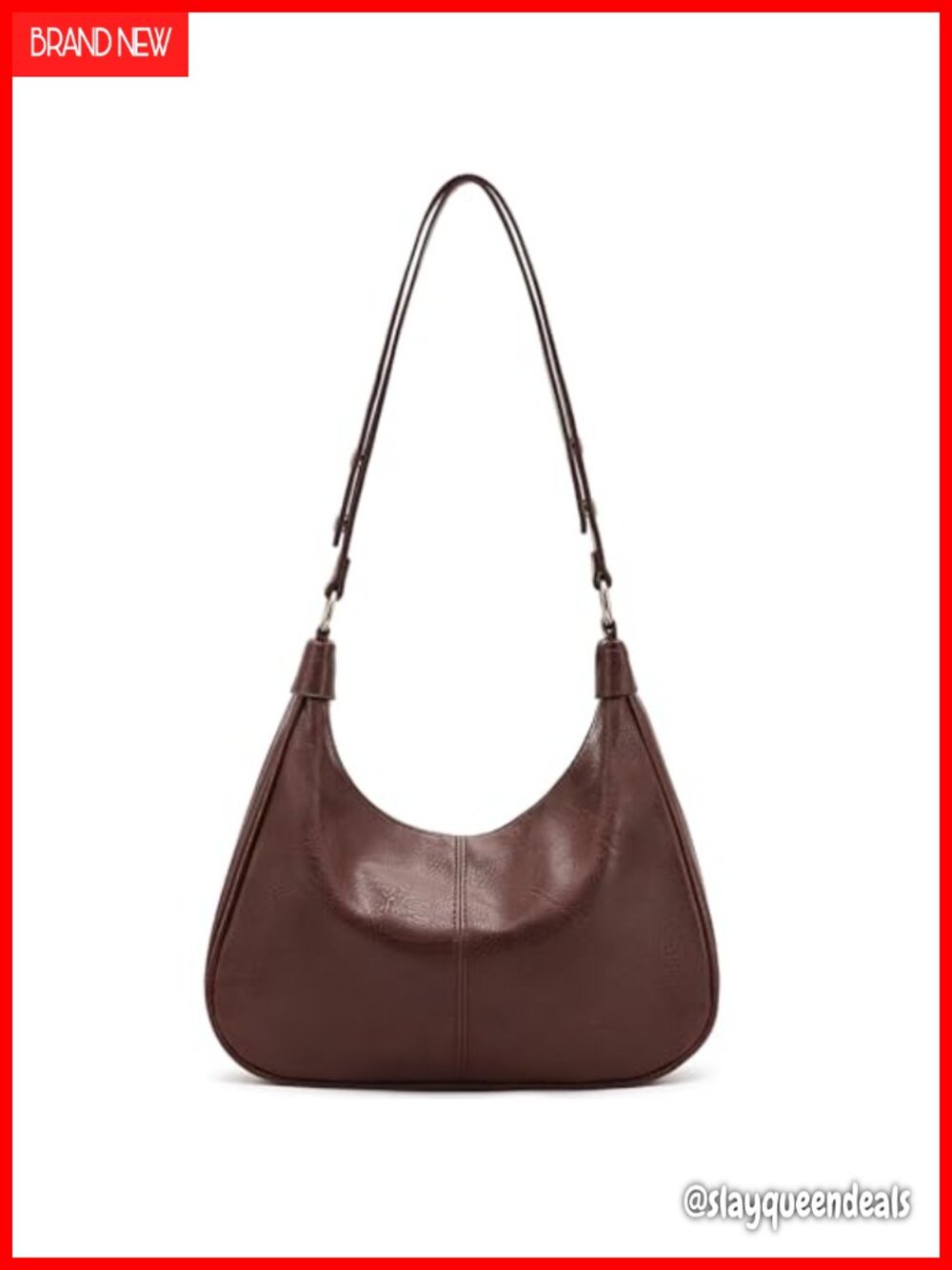 Vegan Leather Hobo Shoulder Bag Adjustable Strap Crossbody Purse